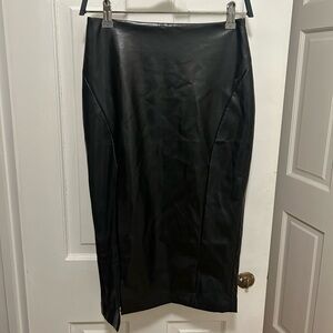Mireya Black Vegan Leather Pencil Skirt